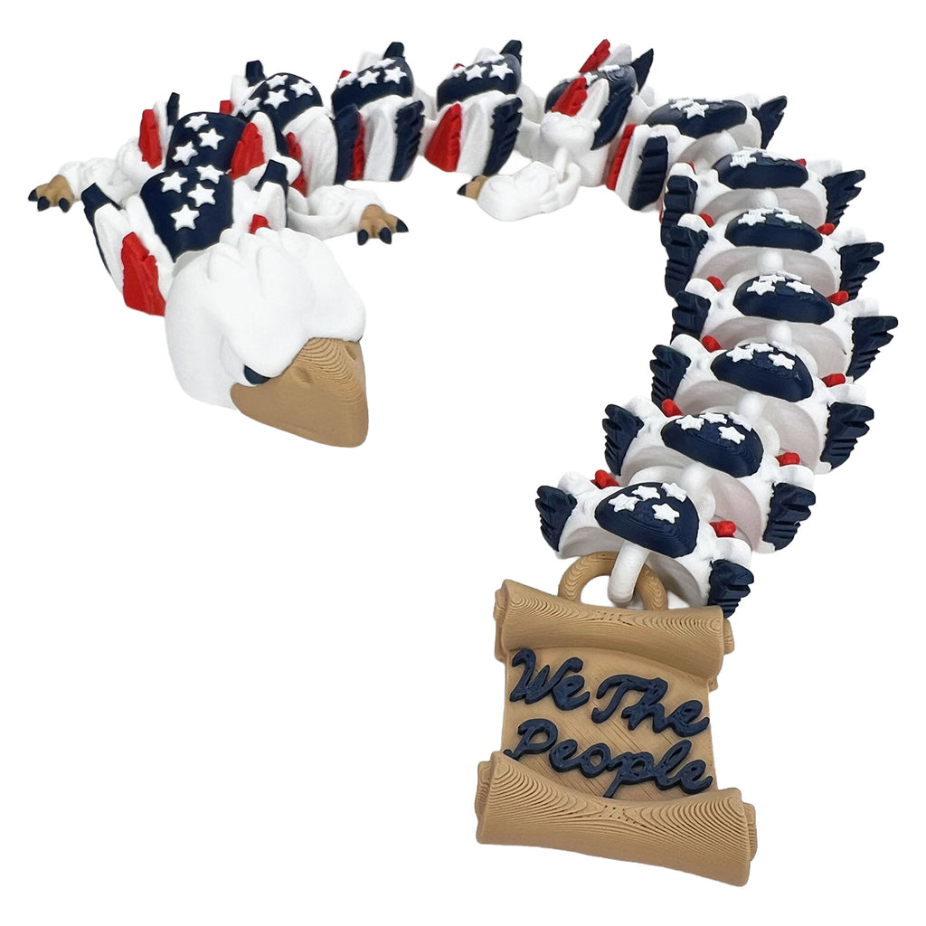 American flag Eagle dragon design and 'We The People' sign on a white background