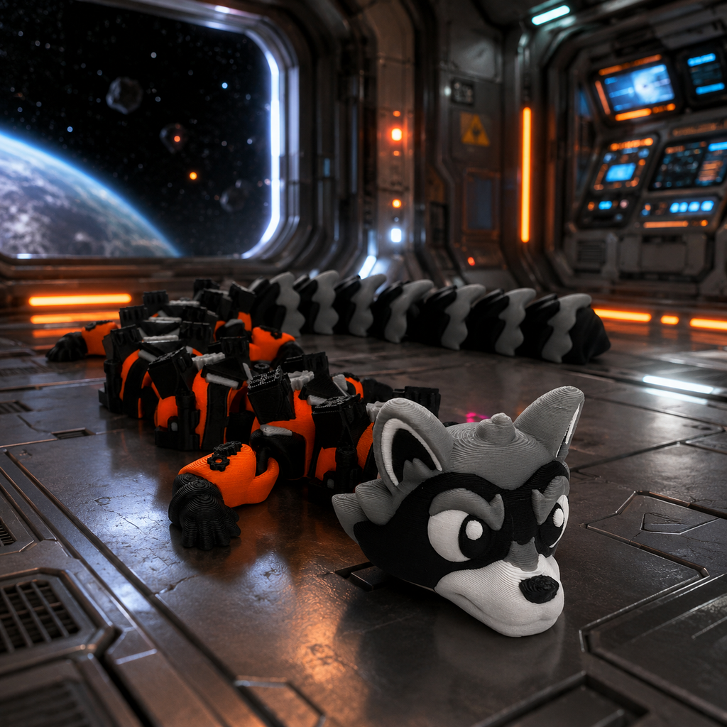 Star Bandit Dragon – 3D Printed Articulated Raccoon Dragon Toy