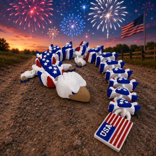 America Dragon – 3D Printed Articulated Patriotic Dragon Toy