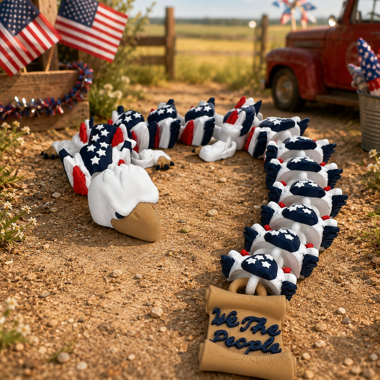America Dragon – 3D Printed Articulated Patriotic Dragon Toy